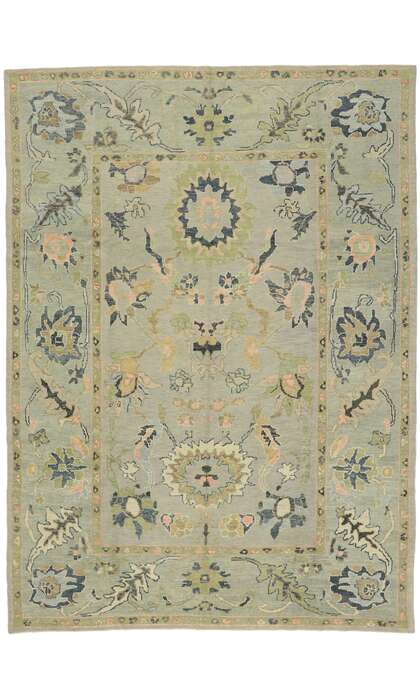 9 x 13 Earthy Pastel Oushak Rug 52913