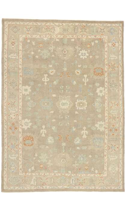 9 x 13 Earth-Tone Turkish Oushak Rug 52943