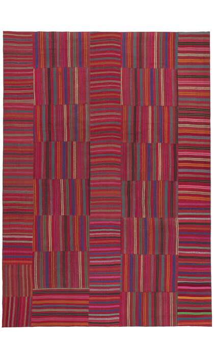 9 x 13 Striped Colorblock Kilim Rug 60644