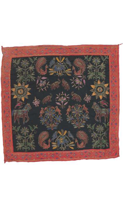 3 x 3 Vintage Kashmiri Embroidered Tapestry 78459
