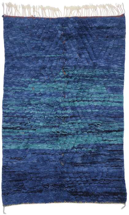 4 x 8 Modern Blue Beni Mrirt Moroccan Rug 21129