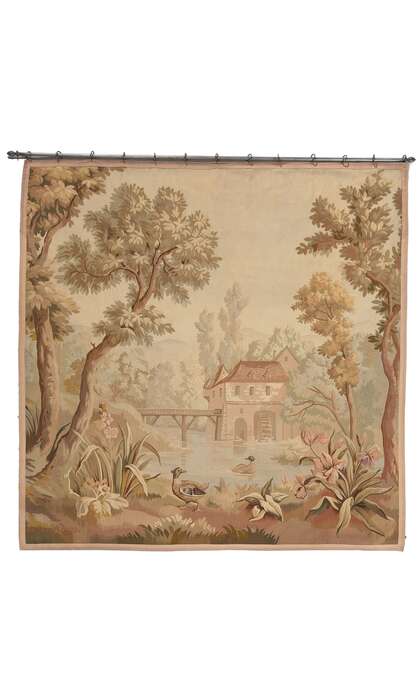 8 x 8 Antique French Aubusson Tapestry 78623