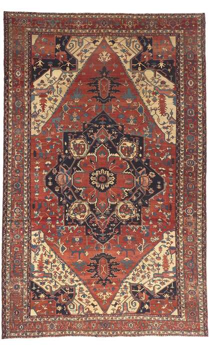 12 x 19 Antique Persian Serapi Rug 78650