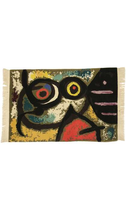 2 x 3 Vintage Joan Miro Tapestry Pictorial Rug 77101