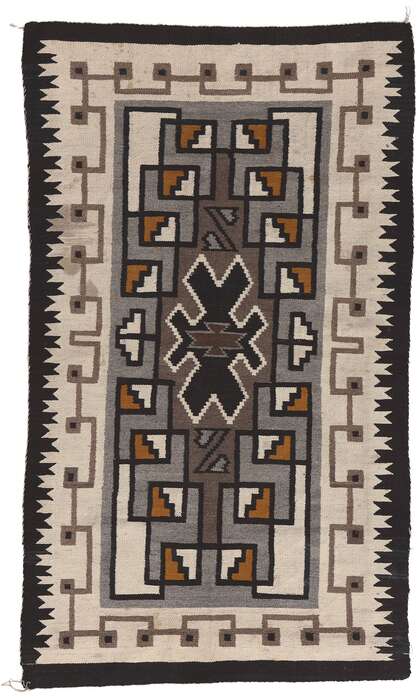 3 x 5 Vintage Two Grey Hills Navajo Rug 78637