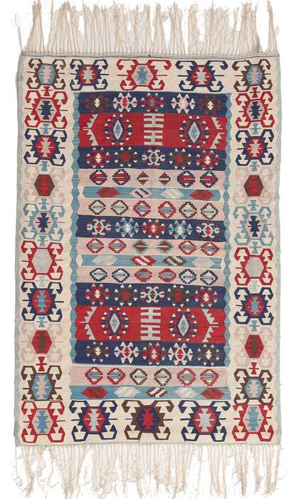 4 x 5 Vintage Turkish Kilim Silk Rug 78644