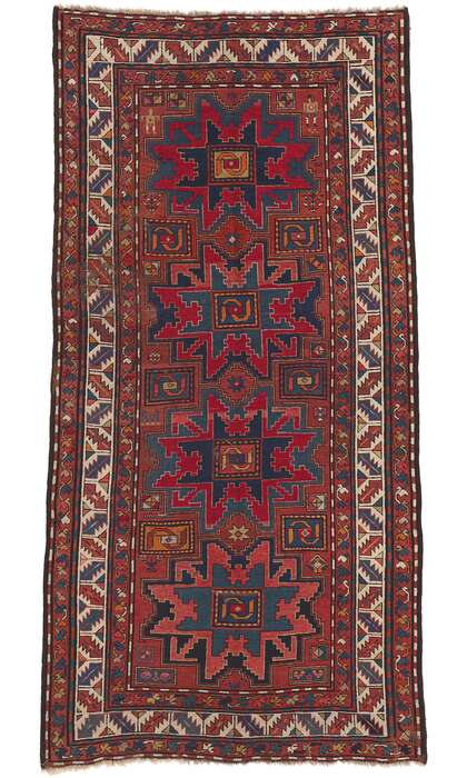 4 x 9 Antique Caucasian Kazak Rug 73306