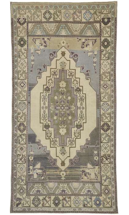 5 x 10 Vintage Neutral Oushak Rug 52475