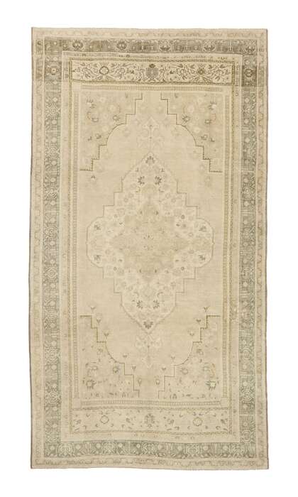 7 x 14 Vintage Neutral Oushak Rug 52833