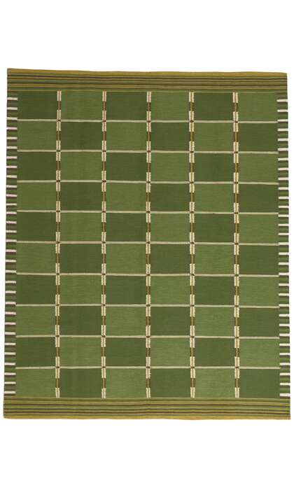 8 x 10 Green Swedish Inspired Kilim Rug 30945