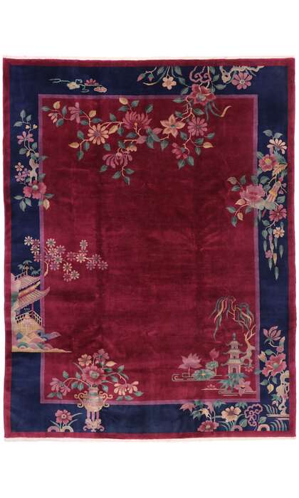 9 x 11 Antique Chinese Art Deco Rug 77450