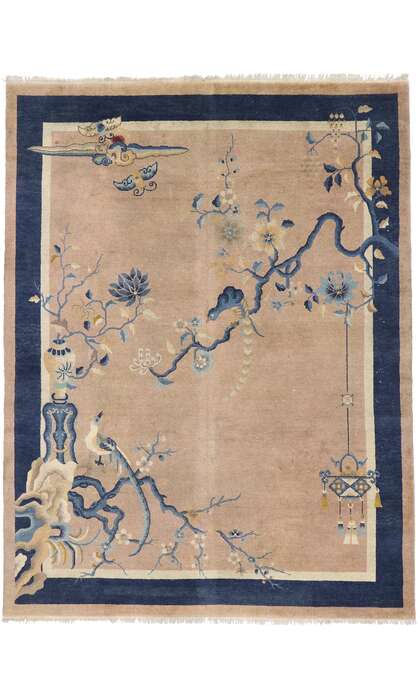 9 x 12 Antique Chinese Art Deco Pictorial Rug 77583