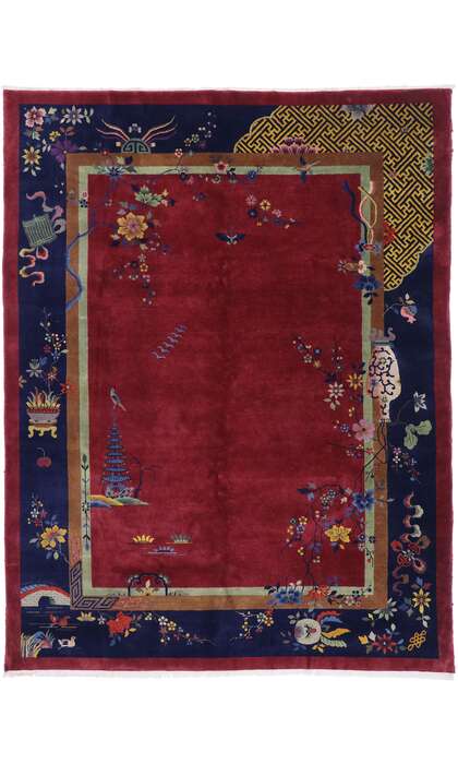 9 x 12 Antique Chinese Art Deco Rug 77631