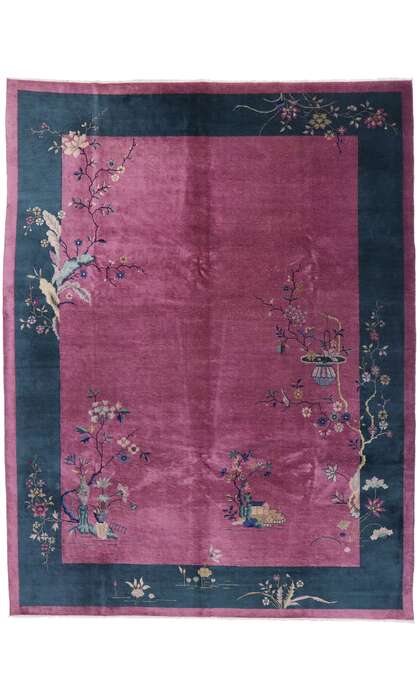 9 x 12 Antique Chinese Art Deco Rug 77629