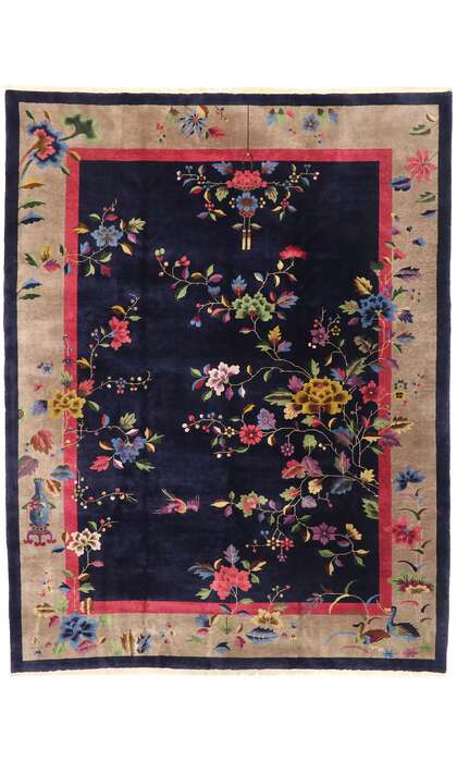 9 x 12 Antique Chinese Art Deco Rug 77452