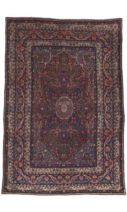 9 x 13 Antique Persian Yazd Rug 78643