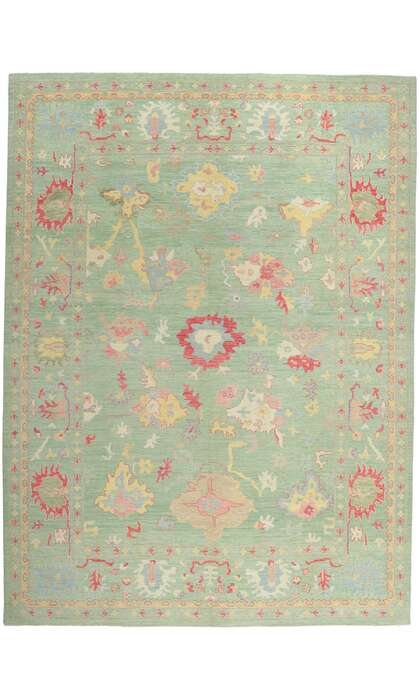 10 x 14 Colorful Green Oushak Rug 80924