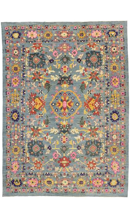 Colorful Oushak Rug 14 x 19 Modern Style