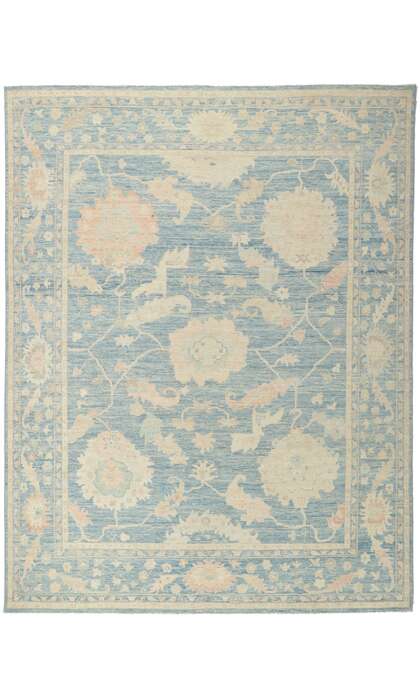 9 x 12 Colorful Blue Oushak Rug 80917