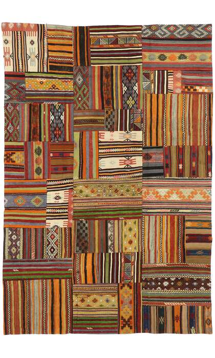 7 x 10 Vintage Patchwork Madras Rug 74242