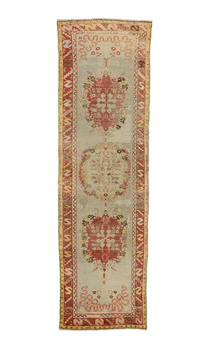 3 x 11 Vintage Turkish Oushak Rug Runner 50361