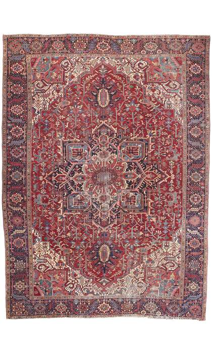 12 x 16 Antique-Worn Persian Heriz Rug 78657