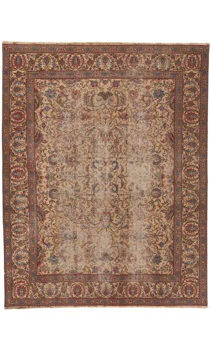 10 x 12 Antique-Worn Persian Tabriz Rug 74332