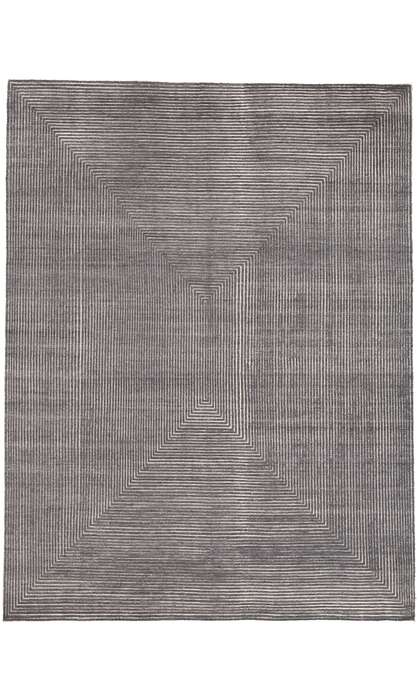 9 x 12 Modern Gray Geometric High-Low Rug 30982