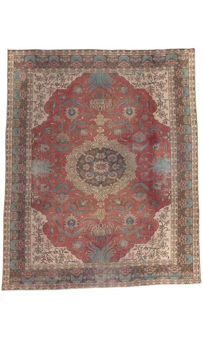 9 x 11 Vintage Persian Tabriz Rug 75544