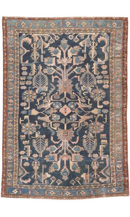 4 x 6 Antique Navy Blue Persian Malayer Rug 61277