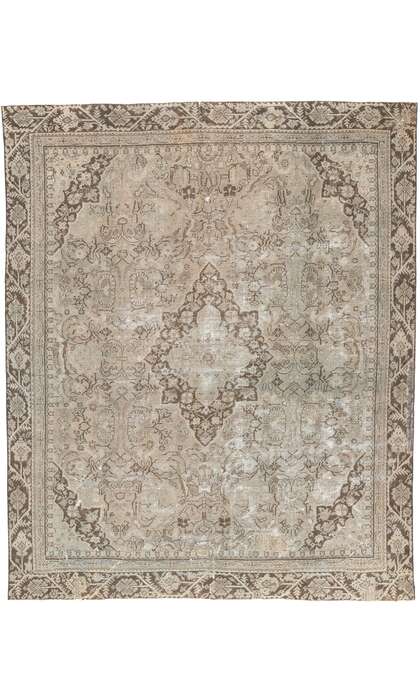 10 x 12 Antique-Worn Distressed Persian Mahal Rug 60666