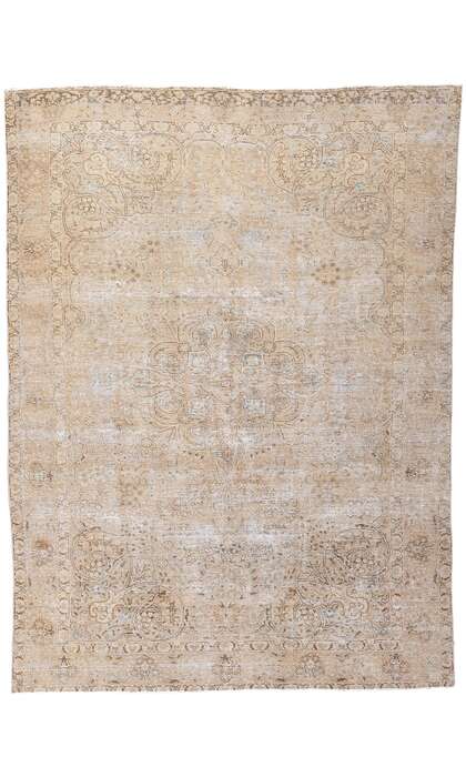 7 x 9 Antique-Worn Muted Persian Tabriz Rug 61272