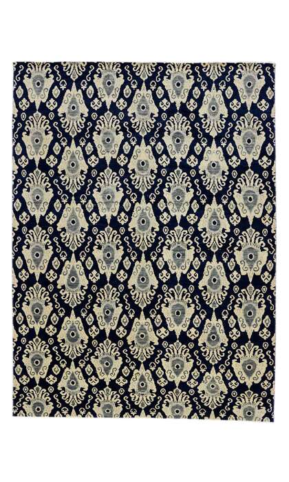 9 x 12 Transitional Navy Blue Ikat Rug 30269