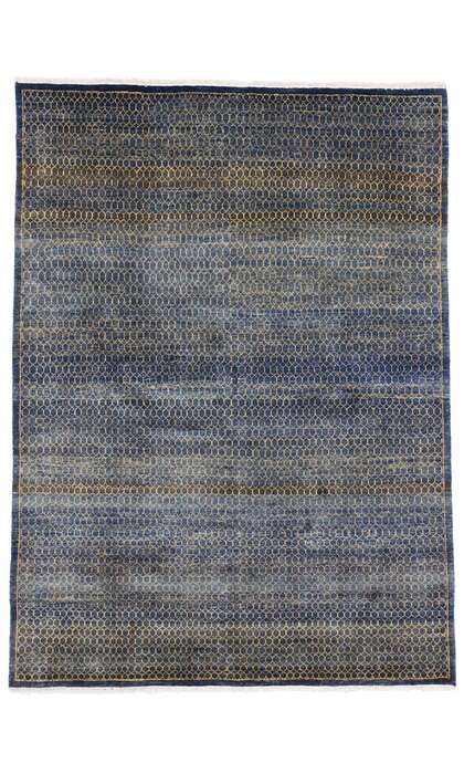 6 x 8 Navy Blue Indian Rug 30288