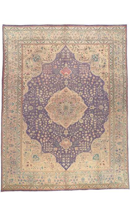 76417 Vintage Pastel Persian Tabriz Rug 76417