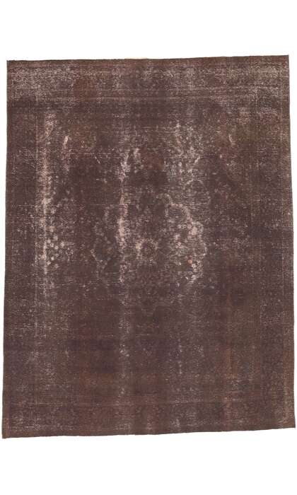 10 x 13 Vintage Turkish Brown Overdyed Rug 60694