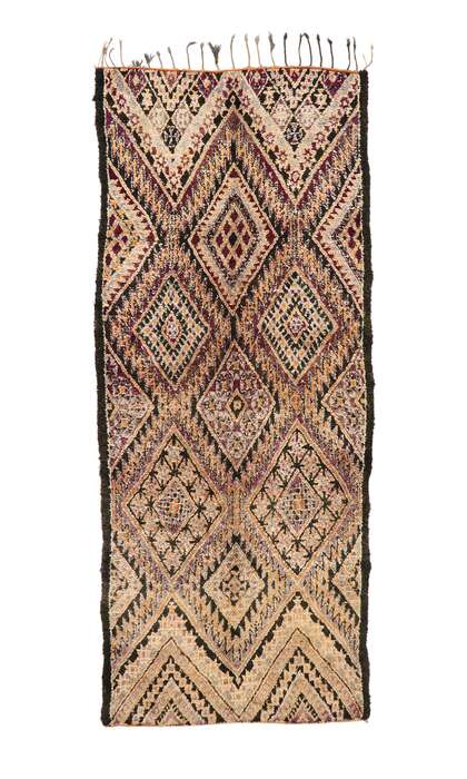 7 x 17 Vintage Brown Beni MGuild Moroccan Rug 21022