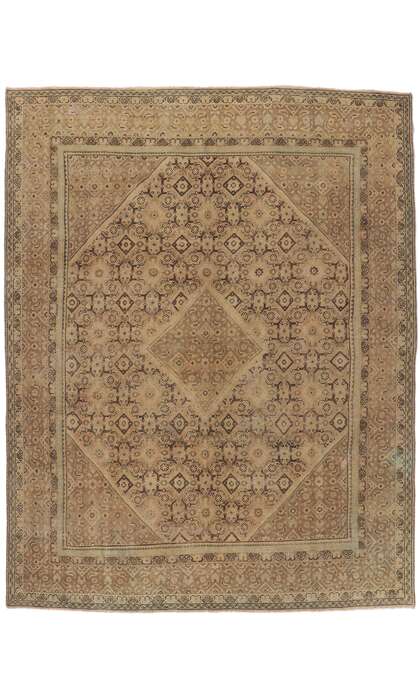 10 x 13 Vintage Brown Persian Mahal Rug 53729