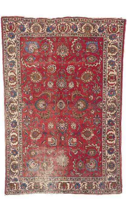 7 x 11 Rustic Vintage Persian Tabriz Rug 78237
