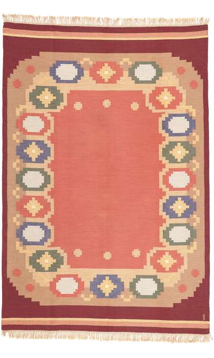 8 x 12 Vintage Swedish Kilim Rollakan Rug 77403