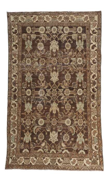 4 x 7 Antique Brown Persian Malayer Rug 60971