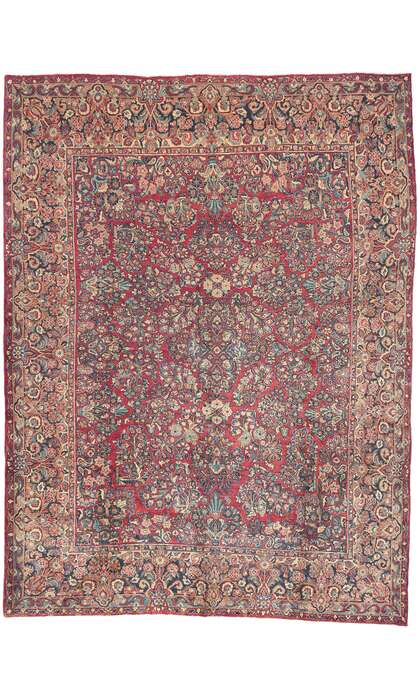 9 x 12 Antique Persian Sarouk Rug 73369