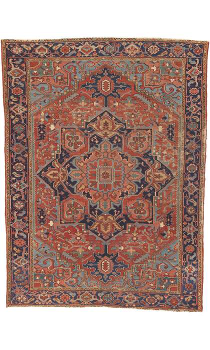 8 x 10 Antique Persian Heriz Rug 78675