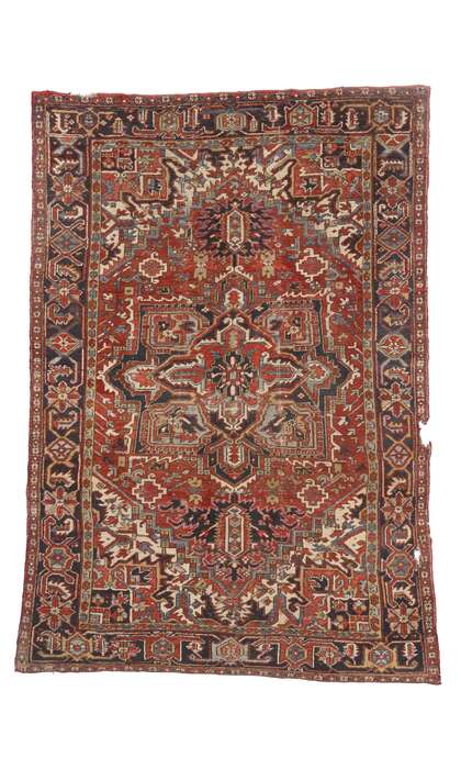 8 x 11 Antique-Worn Persian Heriz Rug 76753