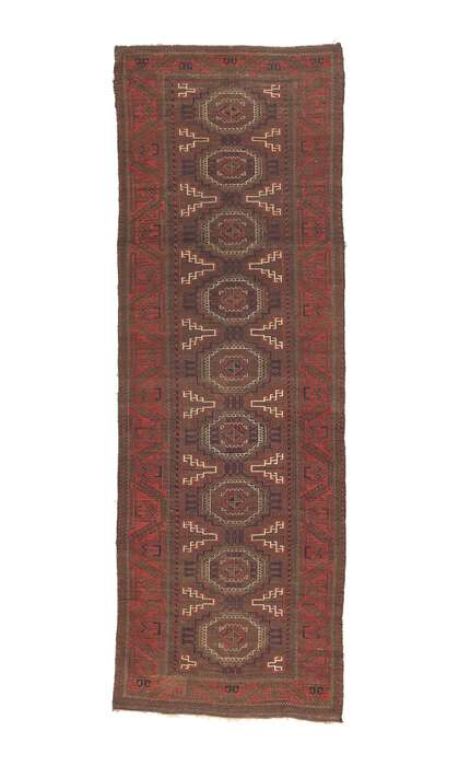 ​4 x 12 Antique Turkoman Afghan Rug Runner 78673