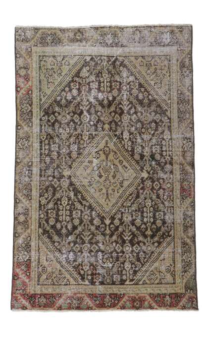 4 x 9 Antique-Worn Persian Mahal Rug 60999