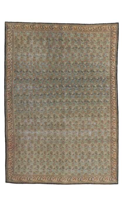 7 x 9 Distressed Vintage Persian Qum Rug 61004