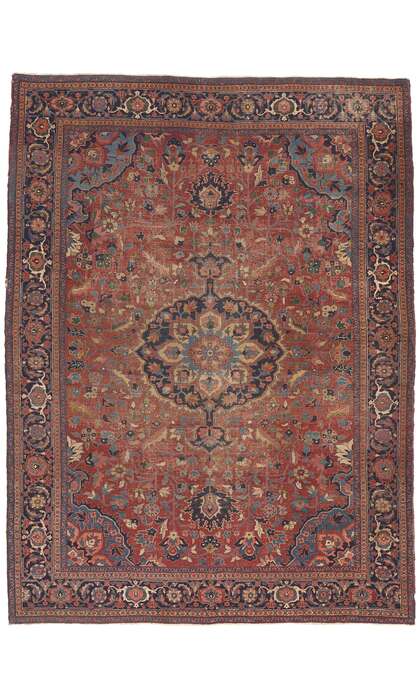 ​9 x 12 Antique Persian Serapi Rug 78709