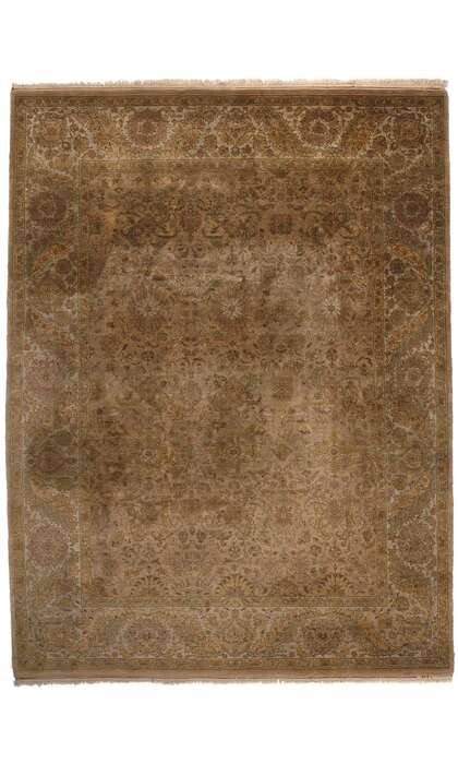 ​9 x 12 Earth-Tone Vintage Brown Indian Rug 78625​