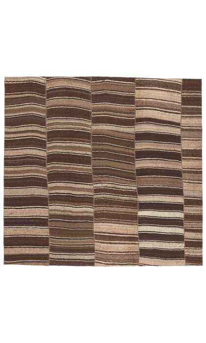 10 x 9 Brown Vintage Striped Turkish Kilim Rug 60634